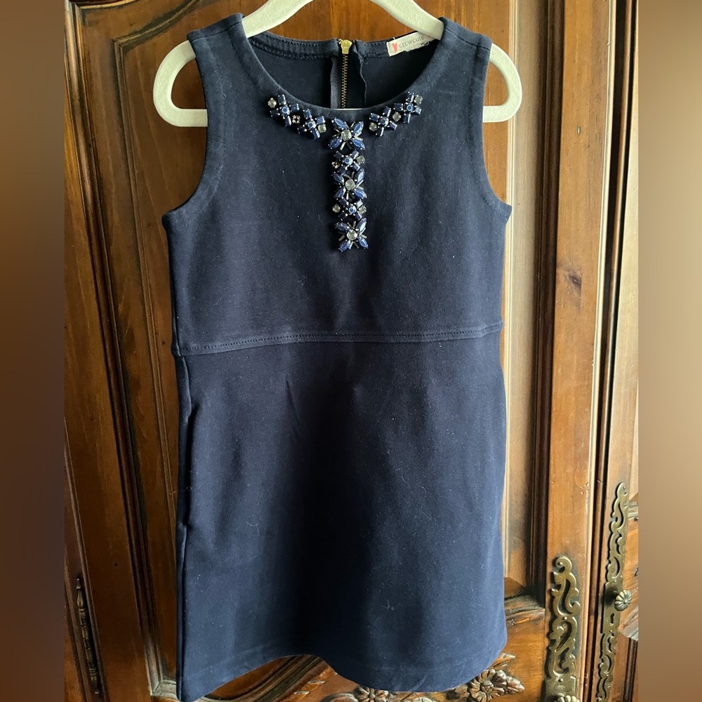 Crewcuts Navy Mini Dress with Embellished Neckline